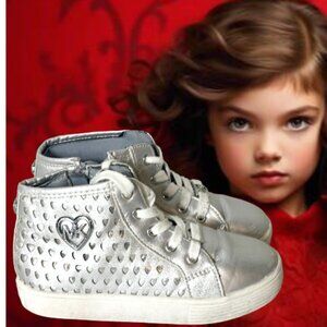 Michael Kors Silver Pewter High-top Kids Sneaker Sz 10
